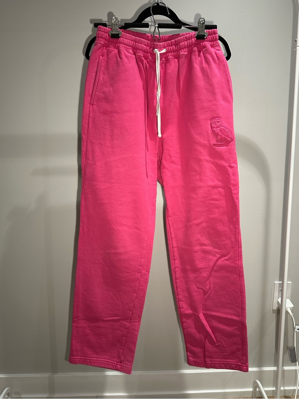OVO Men's Hot Pink Sweatpants with Embroidered Owl